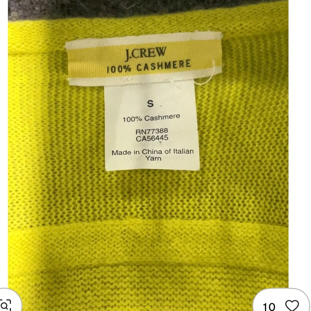 J. Crew Cashmere Chartreuse Crew Neck Sweater Size S